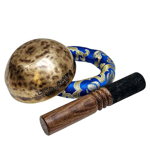 [full Moon Bowl], Moon Carved, Buddhist Hand Beaten Singing Bowl, Antique Finishing, [select Accessories]
