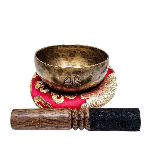 [full Moon Bowl], Moon Carved, Buddhist Hand Beaten, Antique Finishing, [select Accessories]