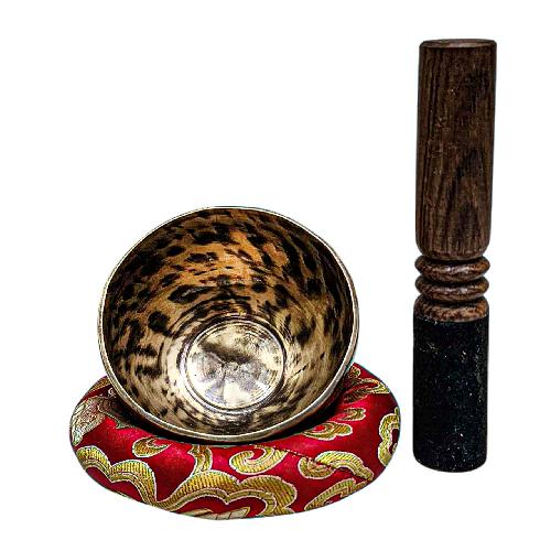 [full Moon Bowl], Moon Carved, Buddhist Hand Beaten Singing Bowl, Antique Finishing, [select Accessories]