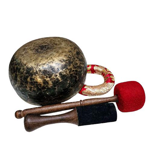 [rare Find], [kopre], Buddhist Hand Beaten Singing Bowl, Antique Finishing, [select Accessories]