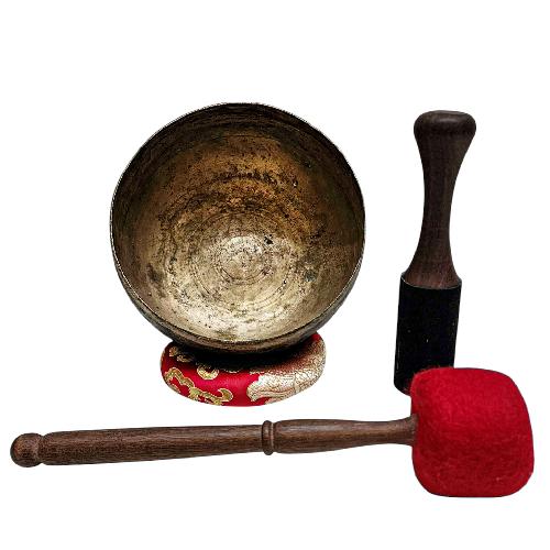 [rare Find], [kopre], Buddhist Hand Beaten Singing Bowl, Antique Finishing, [select Accessories]