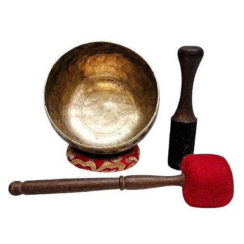 [rare Find], [kopre], Buddhist Hand Beaten Singing Bowl, Antique Finishing, [select Accessories]