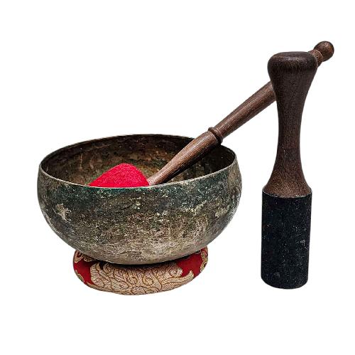[rare Find], [kopre], Buddhist Hand Beaten Singing Bowl, Antique Finishing, [select Accessories]