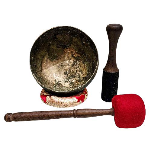 [rare Find], [kopre], Buddhist Hand Beaten Singing Bowl, Antique Finishing, [select Accessories]