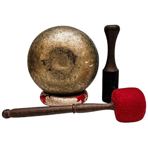 [rare Find], [kopre], Buddhist Hand Beaten Singing Bowl, Antique Finishing, [select Accessories]