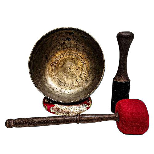 [rare Find], [kopre], Buddhist Hand Beaten Singing Bowl, Antique Finishing, [select Accessories]