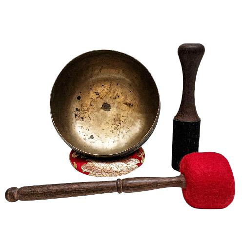 [rare Find], [kopre], Buddhist Hand Beaten Singing Bowl, Antique Finishing, [select Accessories]
