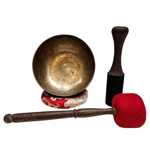 [rare Find], [kopre], Buddhist Hand Beaten Singing Bowl, Antique Finishing, [select Accessories]