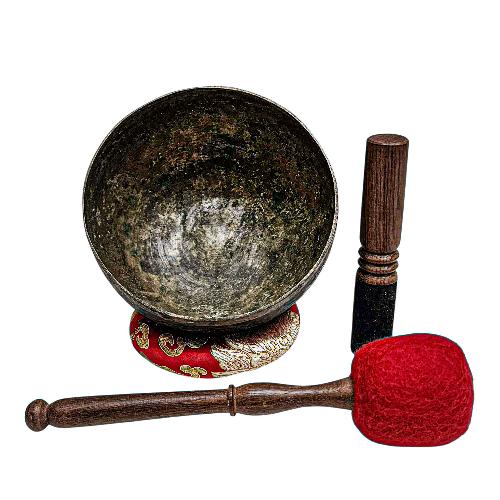 [rare Find], [kopre], Buddhist Hand Beaten Singing Bowl, Antique Finishing, [select Accessories]