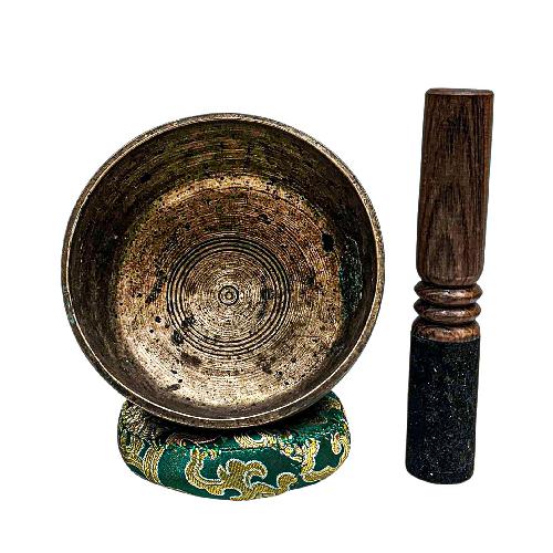 [rare Find], [thadobati], Buddhist Hand Beaten Singing Bowl, Antique Finishing, [select Accessories]