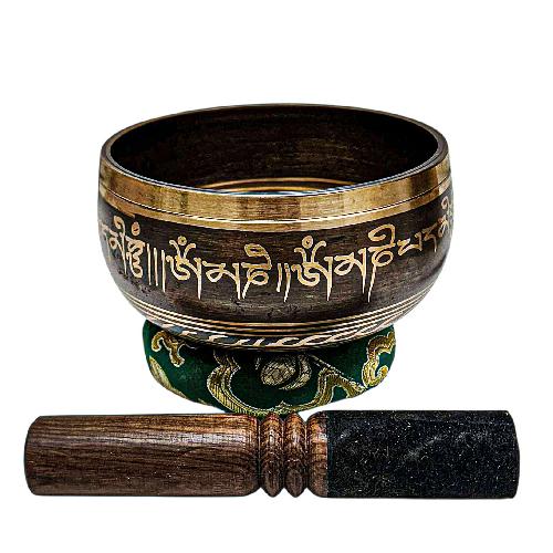 Buddhist Machine Made Singing Bowl, [lingam Bowl] Or Japanese Bowl Carved Inside, [select Accessories]