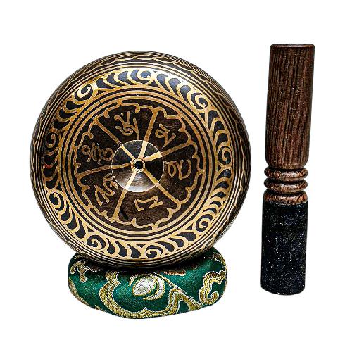 Buddhist Machine Made Singing Bowl, [lingam Bowl] Or Japanese Bowl Carved Inside, [select Accessories]