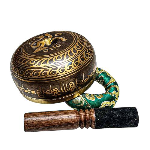 Buddhist Machine Made Singing Bowl, [lingam Bowl] Or Japanese Bowl Carved Inside, [select Accessories]