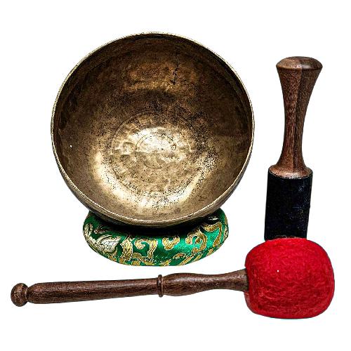 [rare Find], [kopre], Buddhist Hand Beaten Singing Bowl, Antique Finishing, [select Accessories]