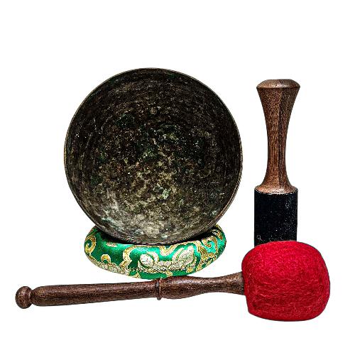 [rare Find], [thadobati], Buddhist Hand Beaten Singing Bowl, Antique Finishing, [select Accessories]