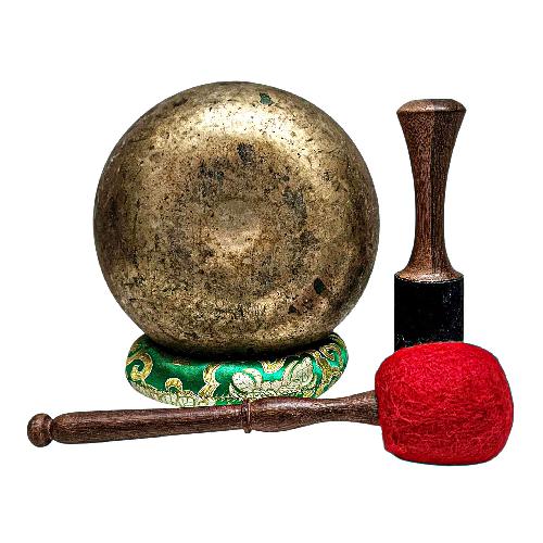 [rare Find], [kopre], Buddhist Hand Beaten Singing Bowl, Antique Finishing, [select Accessories]