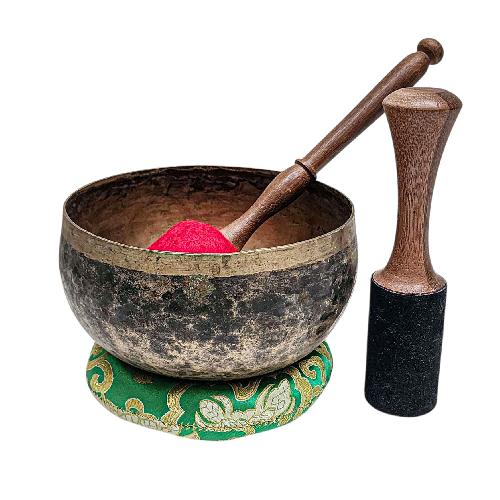 [rare Find], [kopre], Buddhist Hand Beaten Singing Bowl, Antique Finishing, [select Accessories]