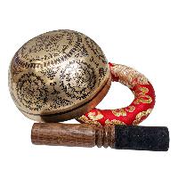 Singing Bowl, Buddhist Hand Beaten, With Fine Etching Carving, [vajrasattva], [select Accessories]