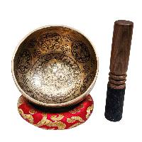 Singing Bowl, Buddhist Hand Beaten, With Fine Etching Carving, [vajrasattva], [select Accessories]