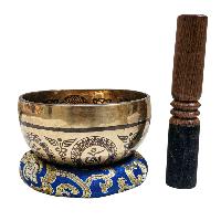 Singing Bowl, Buddhist Hand Beaten, With Fine Etching Carving, [chenrezig], [select Accessories]