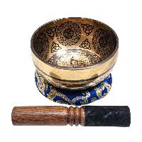 Singing Bowl, Buddhist Hand Beaten, With Fine Etching Carving, [chenrezig], [select Accessories]