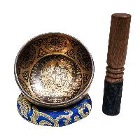 Singing Bowl, Buddhist Hand Beaten, With Fine Etching Carving, [chenrezig], [select Accessories]