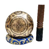 Singing Bowl, Buddhist Hand Beaten, With Fine Etching Carving, [chenrezig], [select Accessories]