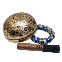 Singing Bowl, Buddhist Hand Beaten, With Fine Etching Carving, [chenrezig], [select Accessories]