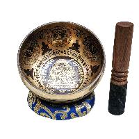 Singing Bowl, Buddhist Hand Beaten, With Fine Etching Carving, [chenrezig], [select Accessories]