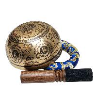 Singing Bowl, Buddhist Hand Beaten, With Fine Etching Carving, [white Tara], [select Accessories]