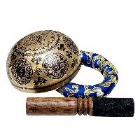 Singing Bowl, Buddhist Hand Beaten, With Fine Etching Carving, [amitabha Buddha], [select Accessories]