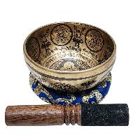 Singing Bowl, Buddhist Hand Beaten, With Fine Etching Carving, [amitabha Buddha], [select Accessories]