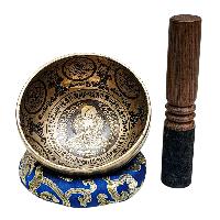 Singing Bowl, Buddhist Hand Beaten, With Fine Etching Carving, [amitabha Buddha], [select Accessories]