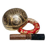 Singing Bowl, Buddhist Hand Beaten, With Fine Etching Carving, [seven Chakra], [select Accessories]
