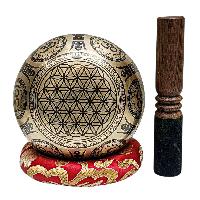 Singing Bowl, Buddhist Hand Beaten, With Fine Etching Carving, [seven Chakra], [select Accessories]
