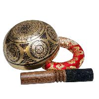 Singing Bowl, Buddhist Hand Beaten, With Fine Etching Carving, [sun And Moon], [select Accessories]