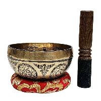 Singing Bowl, Buddhist Hand Beaten, With Fine Etching Carving, [sun And Moon], [select Accessories]