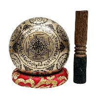 Singing Bowl, Buddhist Hand Beaten, With Fine Etching Carving, [sun And Moon], [select Accessories]