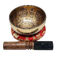 Singing Bowl, Buddhist Hand Beaten, With Fine Etching Carving, [samantabhadra], [select Accessories]