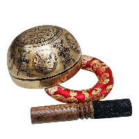 Singing Bowl, Buddhist Hand Beaten, With Fine Etching Carving, [samantabhadra], [select Accessories]