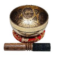 Singing Bowl, Buddhist Hand Beaten, With Fine Etching Carving, [samantabhadra], [select Accessories]