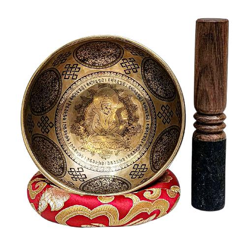 Singing Bowl, Buddhist Hand Beaten, With Fine Etching Carving, [samantabhadra], [select Accessories]