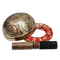 Singing Bowl, Buddhist Hand Beaten, With Fine Etching Carving, [samantabhadra], [select Accessories]