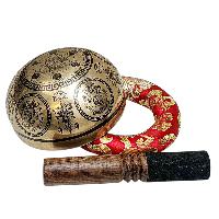 Singing Bowl, Buddhist Hand Beaten, With Fine Etching Carving, [samantabhadra], [select Accessories]