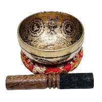 Singing Bowl, Buddhist Hand Beaten, With Fine Etching Carving, [samantabhadra], [select Accessories]