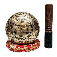 Singing Bowl, Buddhist Hand Beaten, With Fine Etching Carving, [samantabhadra], [select Accessories]
