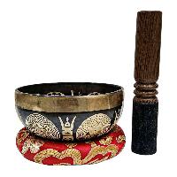 Singing Bowl, Buddhist Hand Beaten, With Fine Etching Carving, [sri Yantra], [select Accessories]