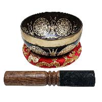 Singing Bowl, Buddhist Hand Beaten, With Fine Etching Carving, [sri Yantra], [select Accessories]