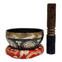 Singing Bowl, Buddhist Hand Beaten, With Fine Etching Carving, [refuse Tree Shakyamuni Buddha], [select Accessories]