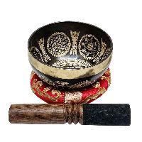 Singing Bowl, Buddhist Hand Beaten, With Fine Etching Carving, [refuse Tree Shakyamuni Buddha], [select Accessories]